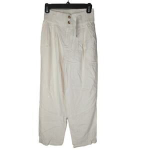 Urban Outfitters Ivory Cotton & Viscose‎ Pleated Tapered Pants X SMALL NWT